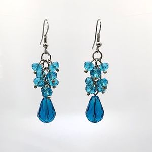 Aqua Bead Dangle Earrings